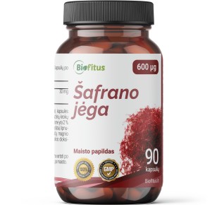 Šafrano maisto papildas kapsulėse 600 stiprumo