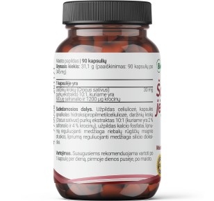 Šafrano maisto papildas kapsulėse 600 stiprumo