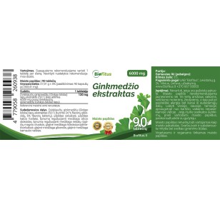 Ginkmedžio ekstraktas tabletėse