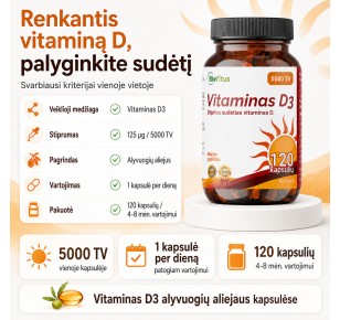 stiprus D vitaminas 5000 pirkti kaina