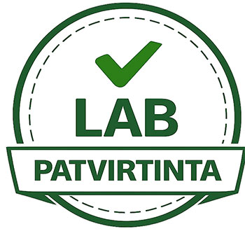 Ikona, patvirtinanti, kad produktas buvo patikrintas nepriklausomoje laboratorijoje